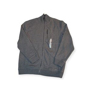 Calvin Klein Cardigan Sweater Men's XL Gray Fleece Lined Long Sleeve Full Zip